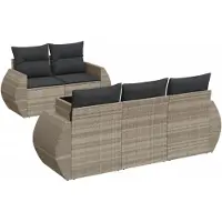 vidaXL Ensemble de salon de jardin 6 pièces avec coussins gris clair Poly rotin