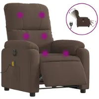 vidaXL Fauteuil de massage électrique Marron Tissu microfibre