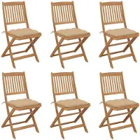 vidaXL Chaises de jardin pliantes 6 pièces avec coussins en bois massif d'acacia
