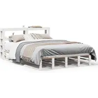vidaXL Lit en pin massif sans matelas blanc 150x200 cm