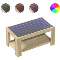 vidaXL Table basse LED Chêne Sonoma 93x53x45 cm Matériau dérivé du bois