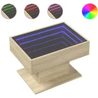 vidaXL Table basse LED Chêne Sonoma 70x50x45 cm Matériau dérivé du bois