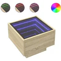 vidaXL Table d'appoint avec LED Chêne Sonoma 40x40x30 cm Matériau dérivé du bois