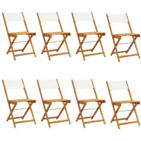 vidaXL Chaises de jardin 8 pcs. Pliable Blanc Crème Tissu et bois massif