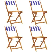vidaXL 3214625, Terrasse, Assise rembourrée, Acacia, Polyester, Bleu, Blanc, 110 kg, 410 mm