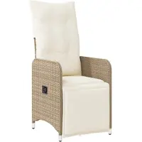 vidaXL Fauteuil de jardin avec coussin Réglable Beige Poly Rattan