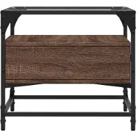 vidaXL Table basse avec plateau en verre brun imitation chêne 50x50x45 cm acier