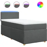 vidaXL Lit boxspring avec matelas gris foncé 80x200 cm Tissu