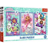 Trefl Puzzle 3 x 80 – Gabby's Dollhouse (80 pièces)