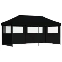 vidaXL Tente de réception pliable Pop-Up avec 3 parties latérales Noir