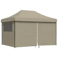 vidaXL Tente de réception pliable Pop-Up avec 4 panneaux latéraux Taupe