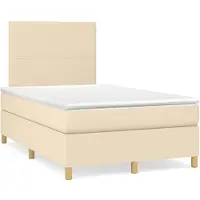 vidaXL Lit boxspring avec matelas Crème 120x190 cm Tissu