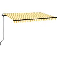 vidaXL Auvent extensible manuellement avec LED 400x350 cm jaune et blanc