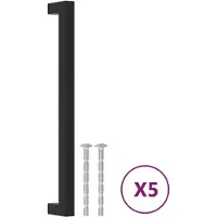 vidaXL Poignées d'armoire 5 pcs noir 224 mm acier inoxydable