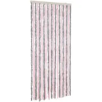 vidaXL Rideau anti-mouches gris argenté et rose 100x200 cm chenille