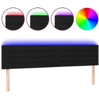 vidaXL LED Tête de lit noir 200x5x78/88 cm Tissu