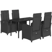 vidaXL Ensemble de jardin 5 pièces avec coussins Noir Poly Rattan