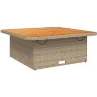 vidaXL Table de jardin beige 110x110x71 cm Poly rotin et bois d'acacia