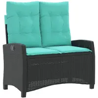 vidaXL Banc de jardin Réglable avec coussins Noir Poly Rattan