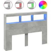 vidaXL Tête de lit LED avec étagères gris béton 140x17x102 cm