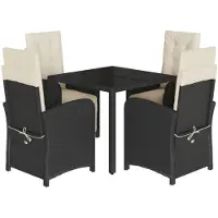 vidaXL Ensemble de jardin 5 pièces avec coussins Noir Poly Rattan