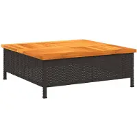 vidaXL Table de jardin noire 70x70x25 cm rotin et acacia