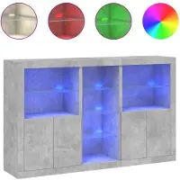 vidaXL Sideboard avec lampes LED gris béton 162x37x100 cm