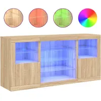 vidaXL Sideboard avec lampes LED Chêne Sonoma 142,5x37x67 cm