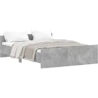 vidaXL Cadre de lit avec tête et pied de lit gris béton 140x190 cm