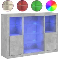 vidaXL Sideboards avec lampes LED 3 pcs. Gris béton Bois composite