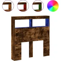 vidaXL Tête de lit LED avec étagères Chêne fumé 100x17x102 cm