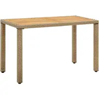 vidaXL Table de jardin beige 123x60x74 cm Poly rotin & bois massif acacia