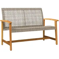 vidaXL Banc de jardin Gris 112 cm Poly rotin et bois d'acacia
