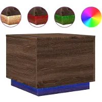 vidaXL Table basse avec lampes LED brun imitation chêne 50x50x40 cm
