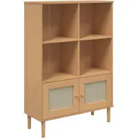 vidaXL Bibliothèque SENJA aspect de rotin marron bois massif de pin