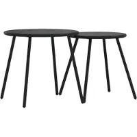 vidaXL Table basse de jardin 2 pcs. Rond Noir Acier revêtu par poudre