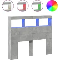 vidaXL Tête de lit LED avec étagères gris béton 120x17x102 cm