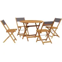 vidaXL Salon de jardin 5 pièces tissu et bois massif anthracite