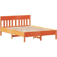 vidaXL Lit en bois massif, sans matelas, en pin brun ciré 160x200