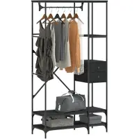 vidaXL Porte-vêtements avec étagères noir bois d'ingénierie