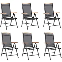 vidaXL Chaises de jardin pliantes 6 pcs. Textilène noir