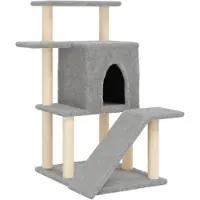 vidaXL Arbre à chat avec colonnes à griffer en sisal Gris clair 97 cm