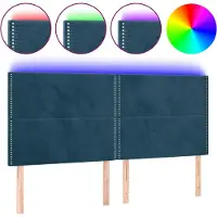 vidaXL Tête de lit LED bleu foncé 200x5x118/128 cm velours