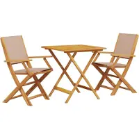 vidaXL Ensemble Bistro 3 pièces taupe tissu et bois massif