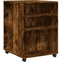 vidaXL Table d'appoint avec roues chêne fumé bois d'ingénierie