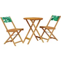 vidaXL Ensemble Bistro 3 pièces motif feuilles tissu et bois massif