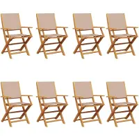 vidaXL Chaises de jardin 8 pcs. Pliable Taupe Tissu et bois massif