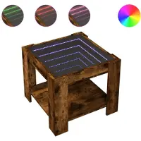 vidaXL Table basse LED chêne fumé 53x53x45 cm bois composite