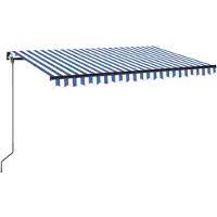 vidaXL Store manuel rétractable 400x350 cm bleu et blanc