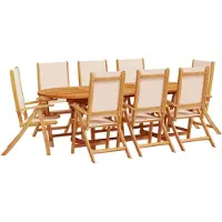 vidaXL Ensemble de jardin 9 pièces en acacia massif et textilène